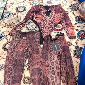 Set of Pretty Little Thing top with 2 leggings